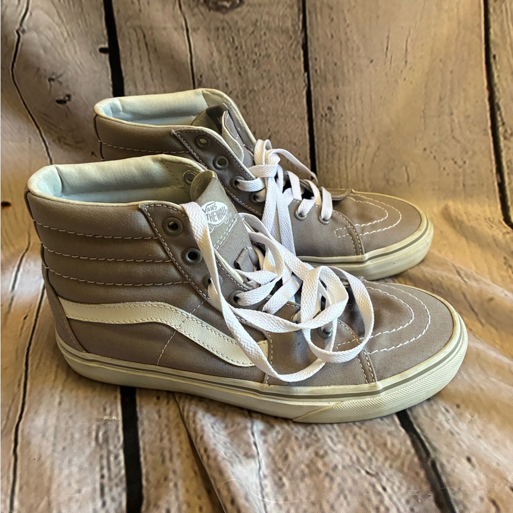 Vans Sk8-Hi Skate Hi Light Grey Canvas Hi-Top Shoes Men Size 5.5 Women’s 7‎